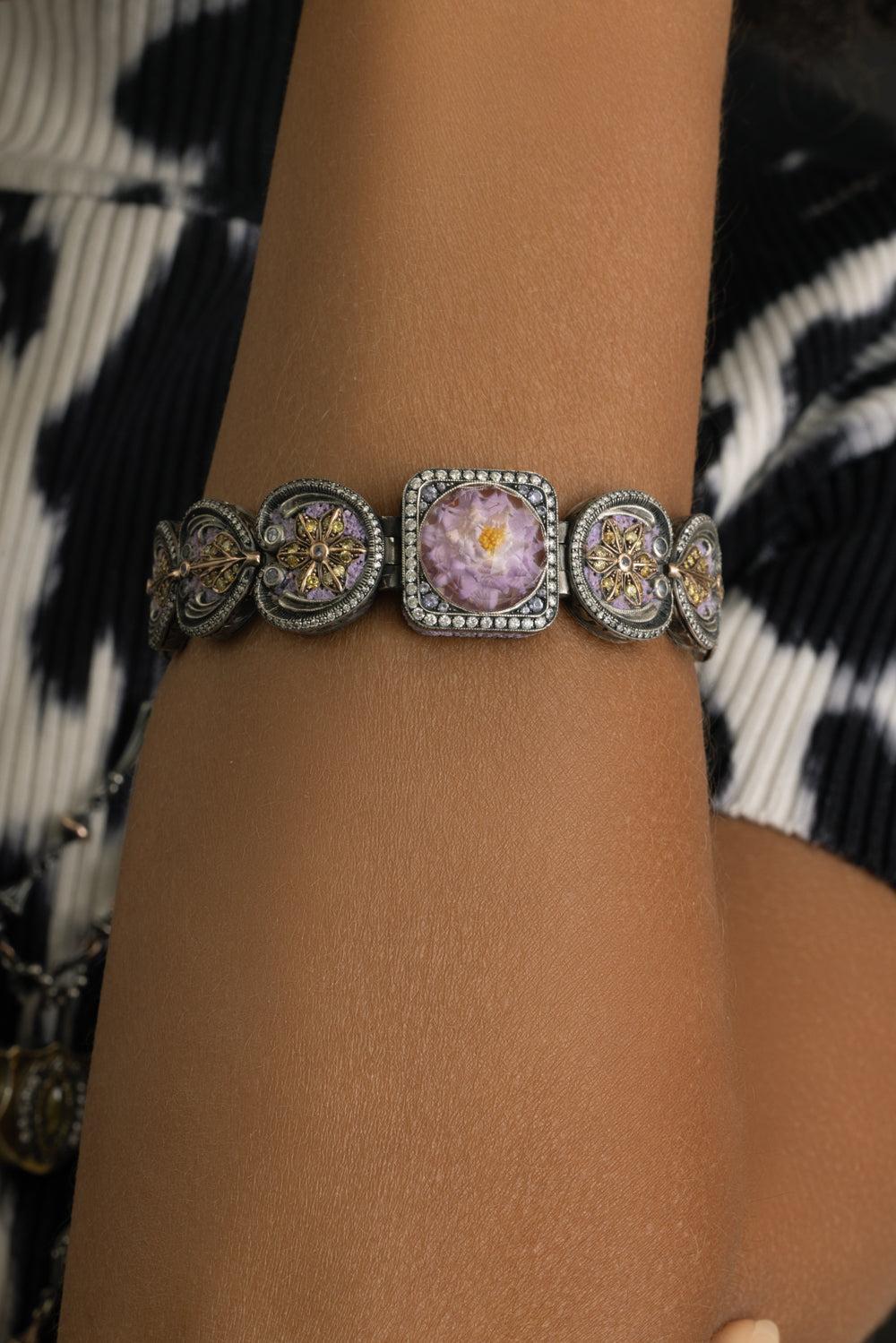 Lavender Mosaic Garden Eden Cuff Bracelet - Image 6