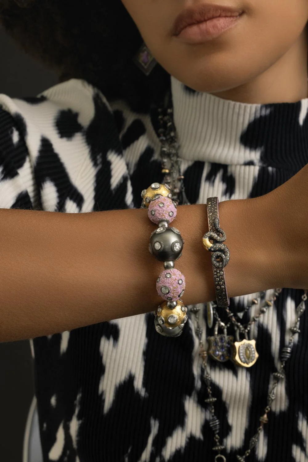 Pink Moasic Large Ball Bracelet - Image 3