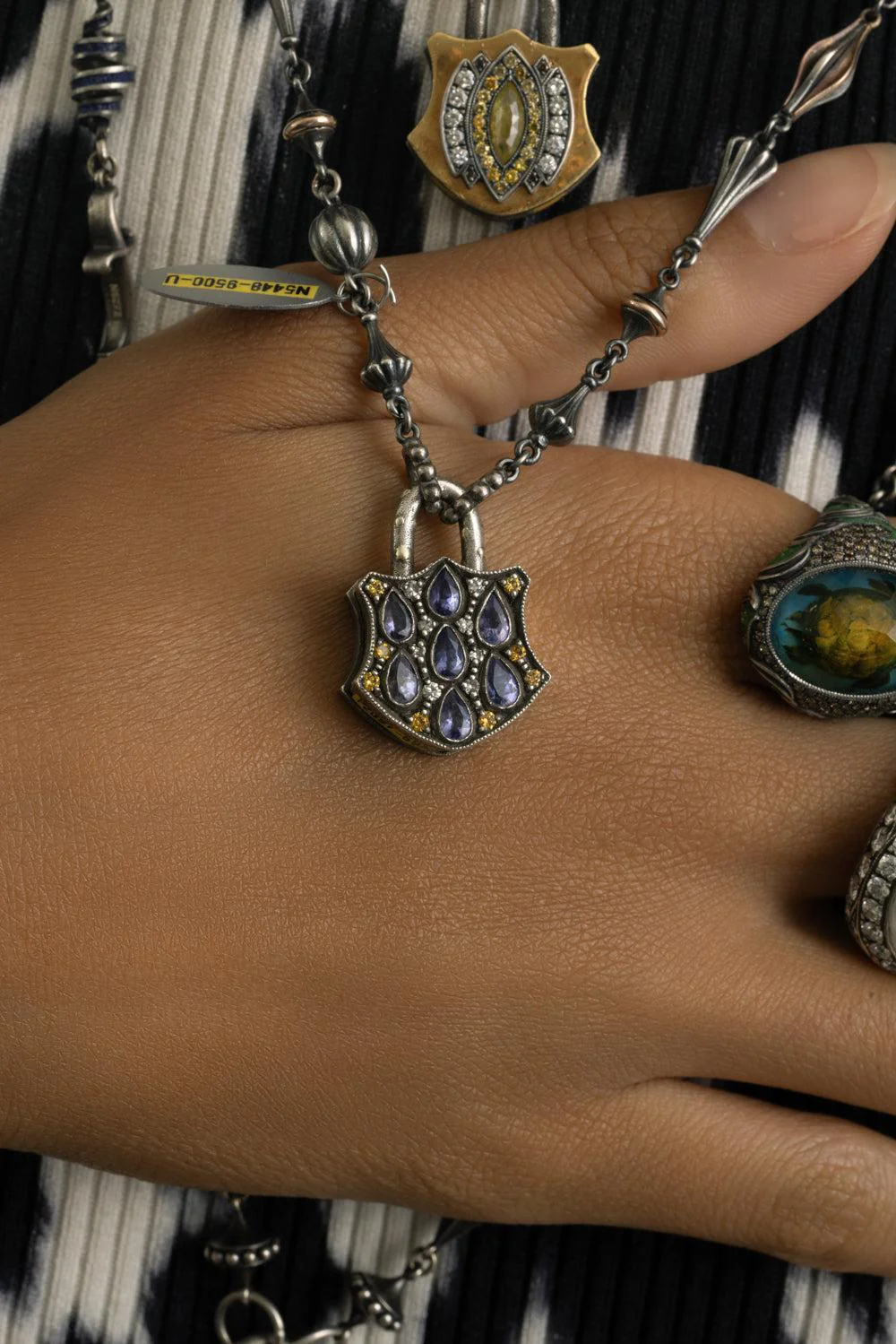 Medium Tanzanite Shield Padlock Pendant - Image 3