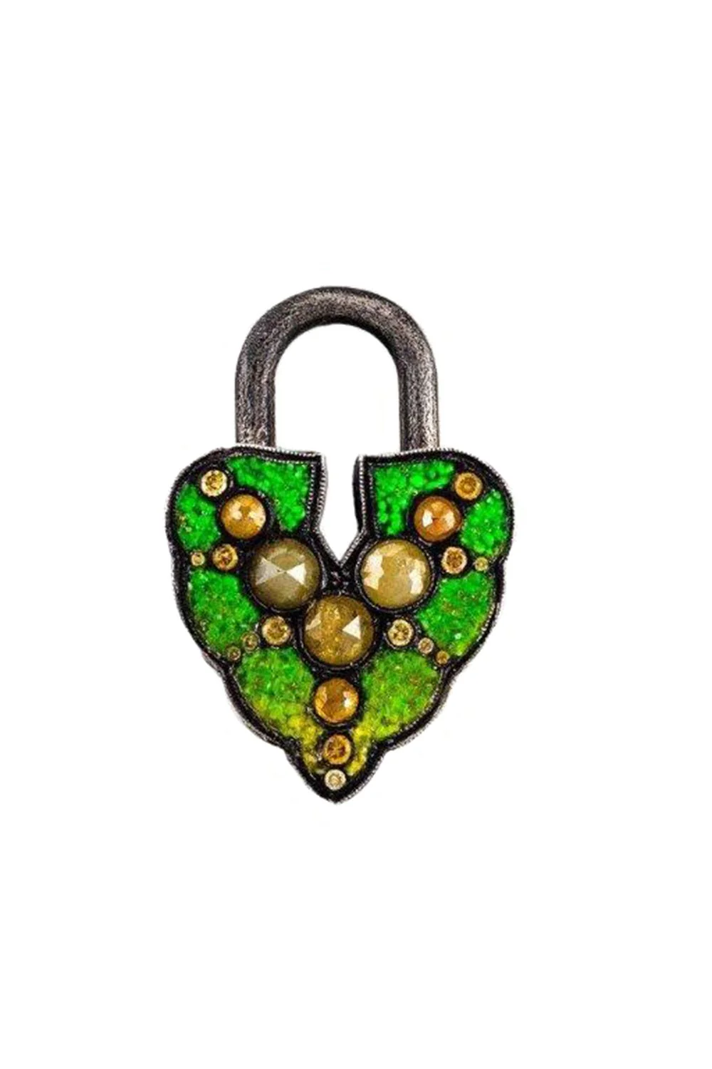 Micro Mosaic Aspen Leaf Padlock Pendant