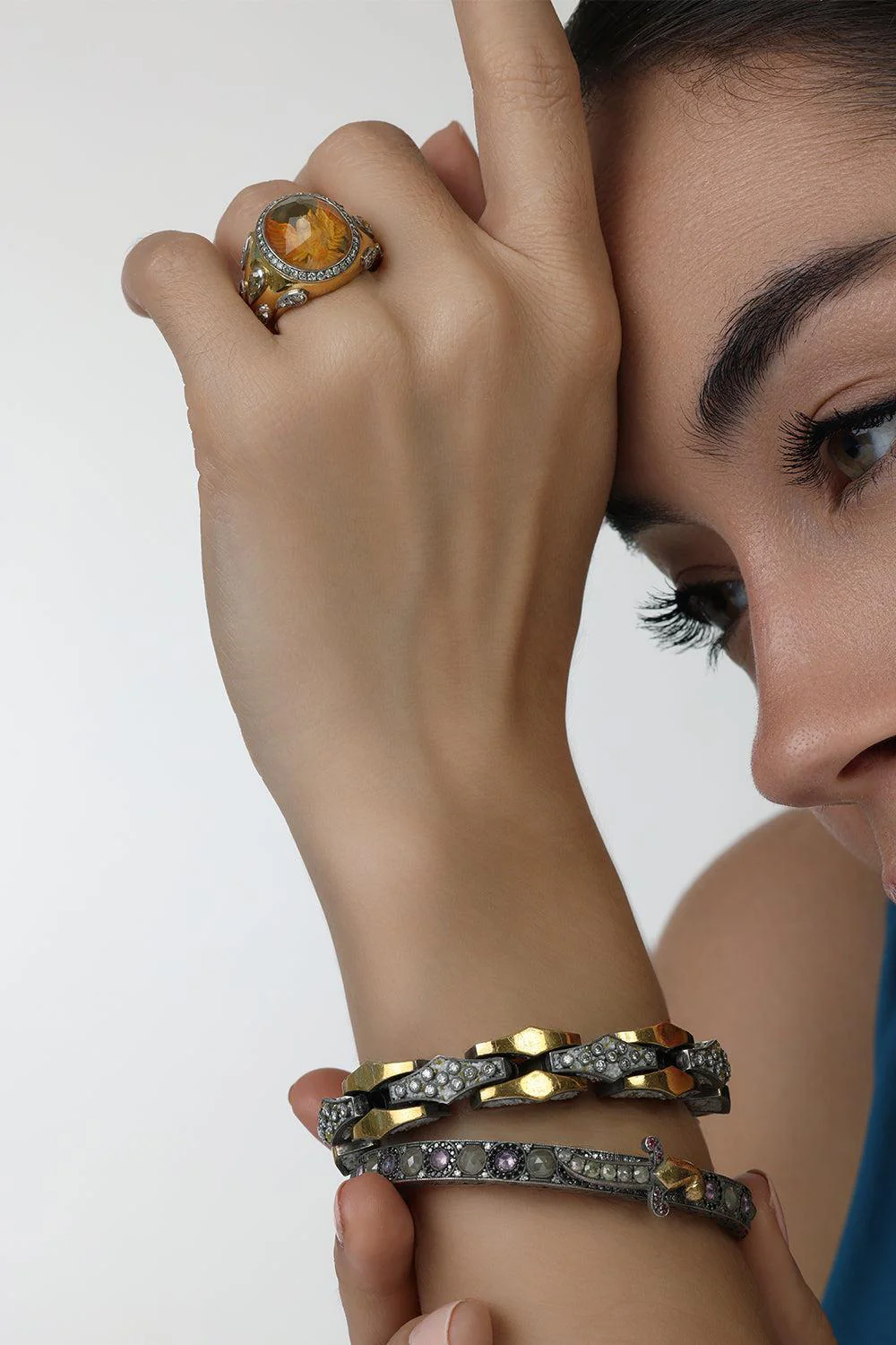 Milky Rough Diamond Bangle Bracelet - Image 5