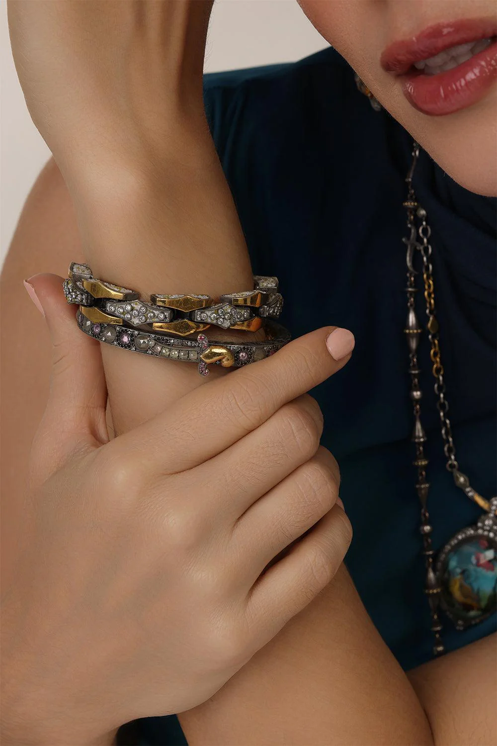 Milky Rough Diamond Bangle Bracelet - Image 6