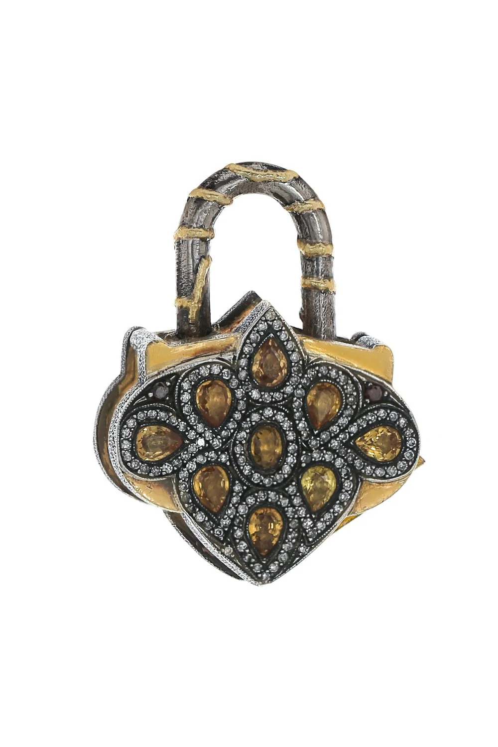 Orange Sapphire Lantern Padlock Pendant