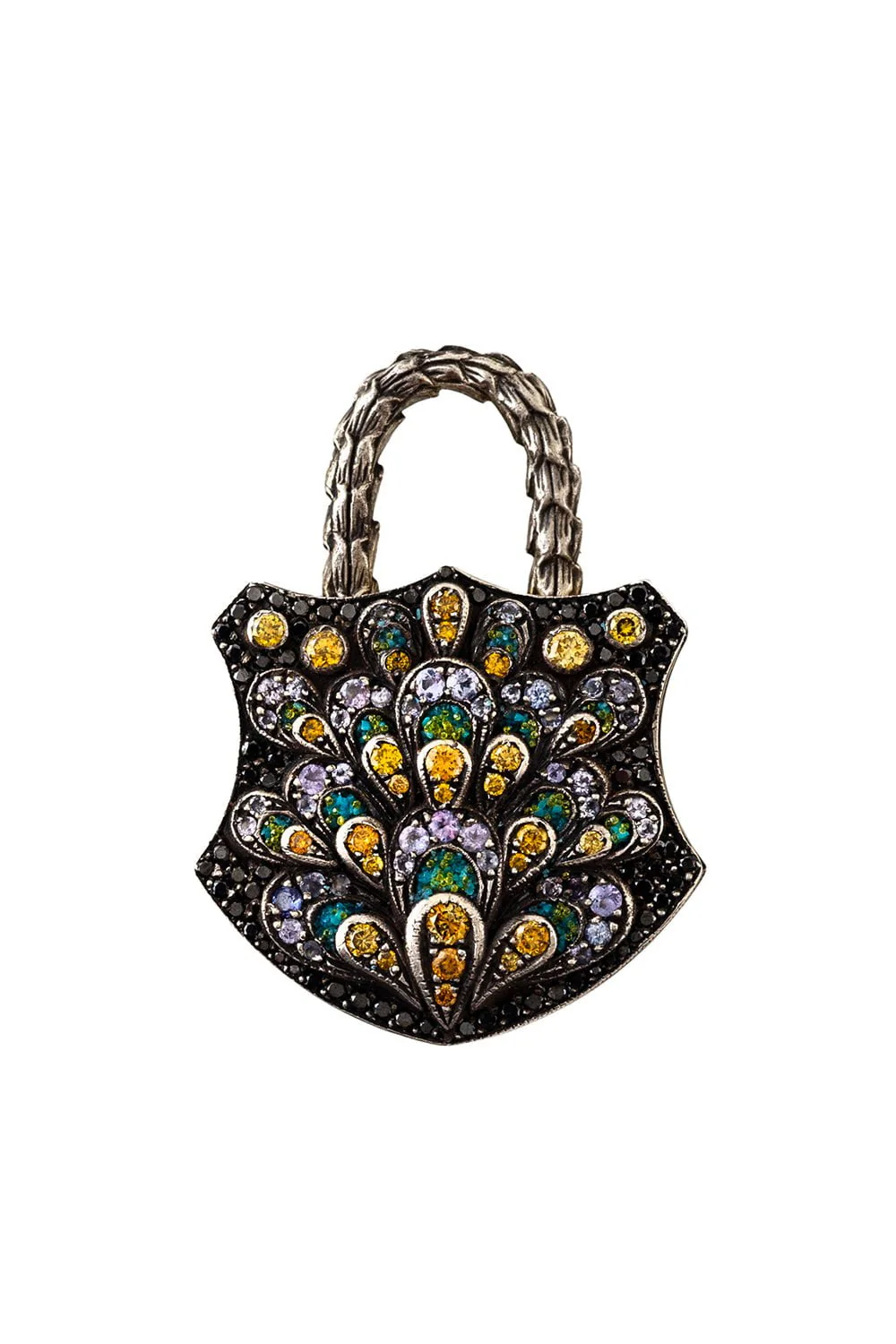Peacock Feather Padlock Pendant