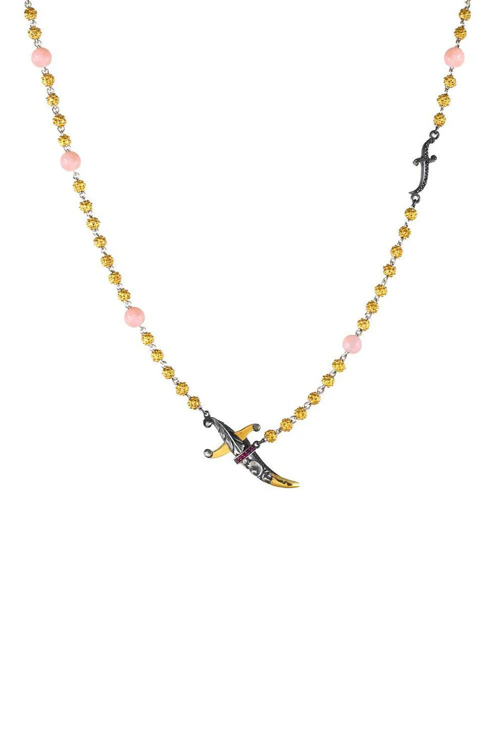 Pink Moonstone Rosary Beaded Necklace