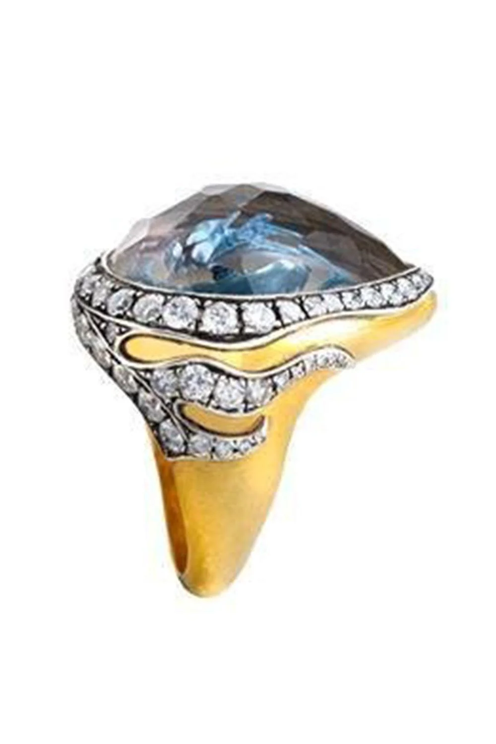 Rock Quartz Diamond Dolphin Ring
