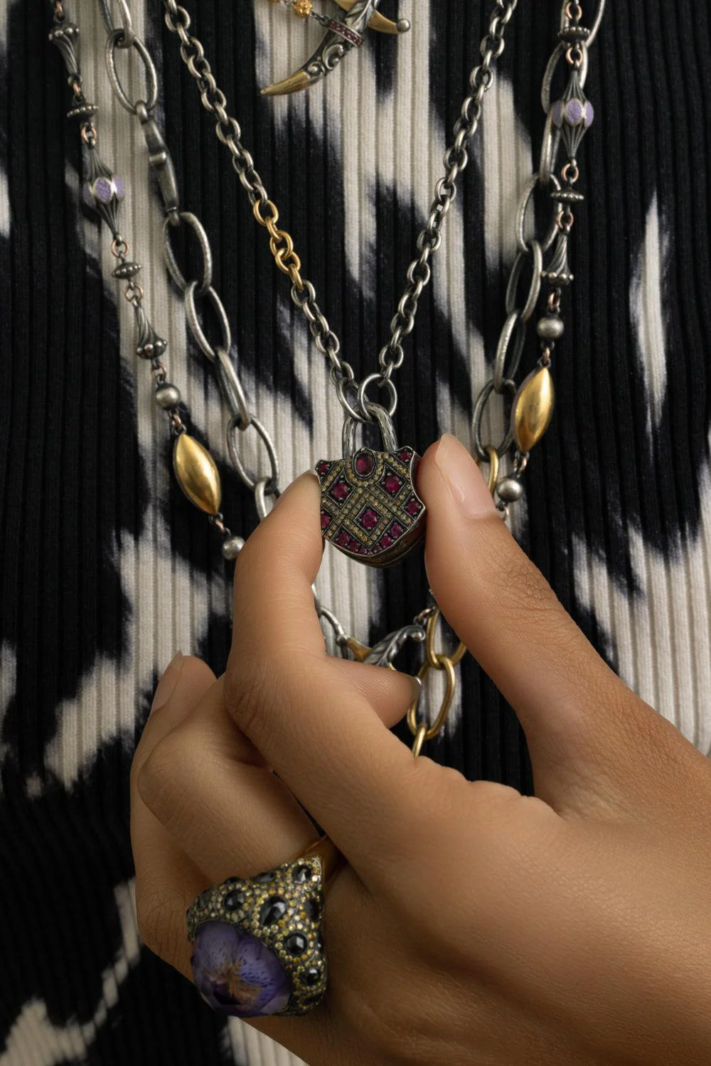 Ruby Diamond Medium Padlock Pendant - Image 3