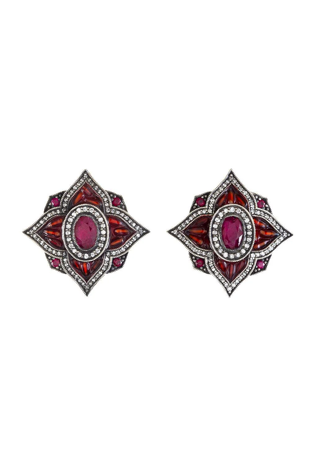 Ruby Diamond Pomegranite Seed Earrings