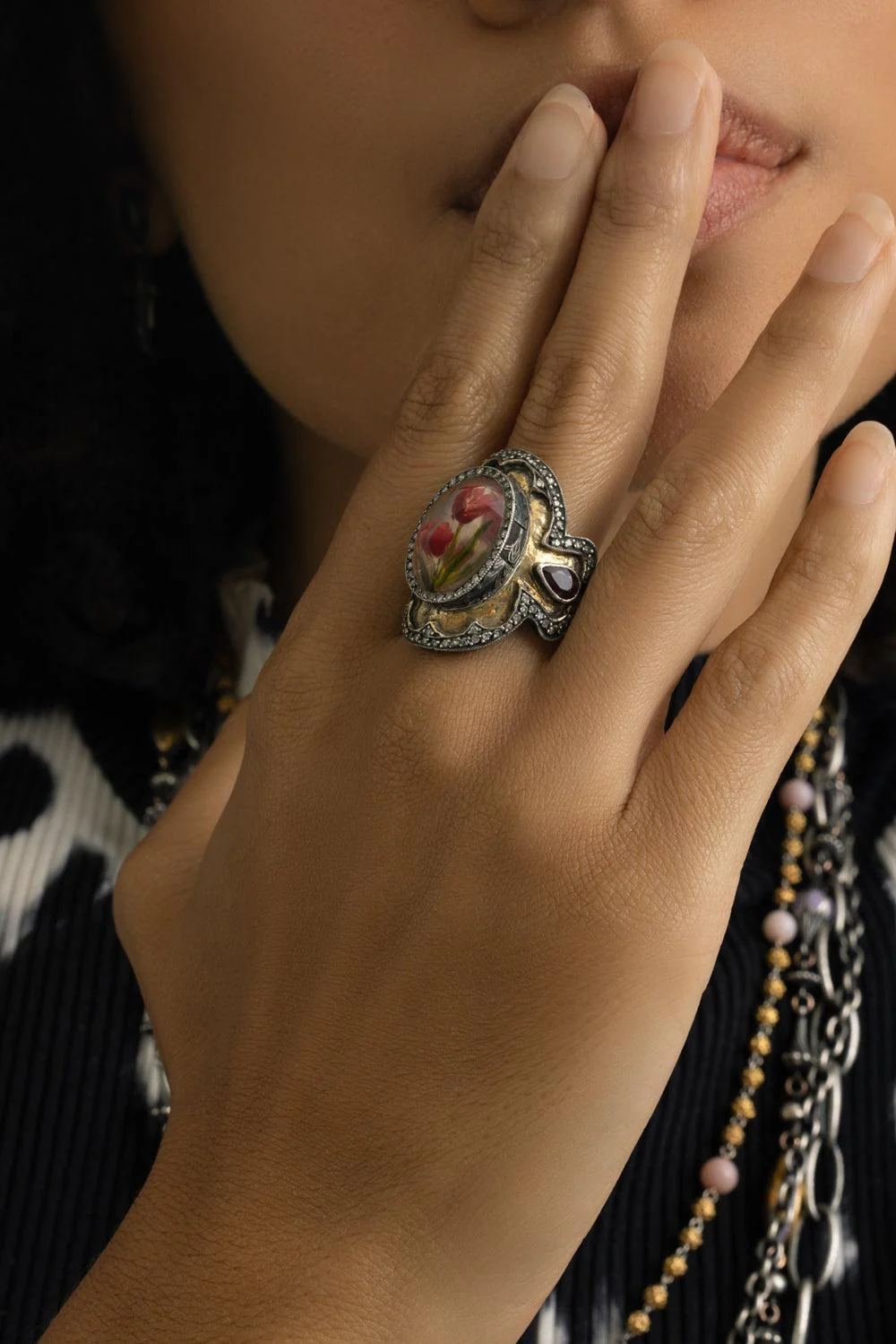 Ruby Tulip Shield Ring - Image 3