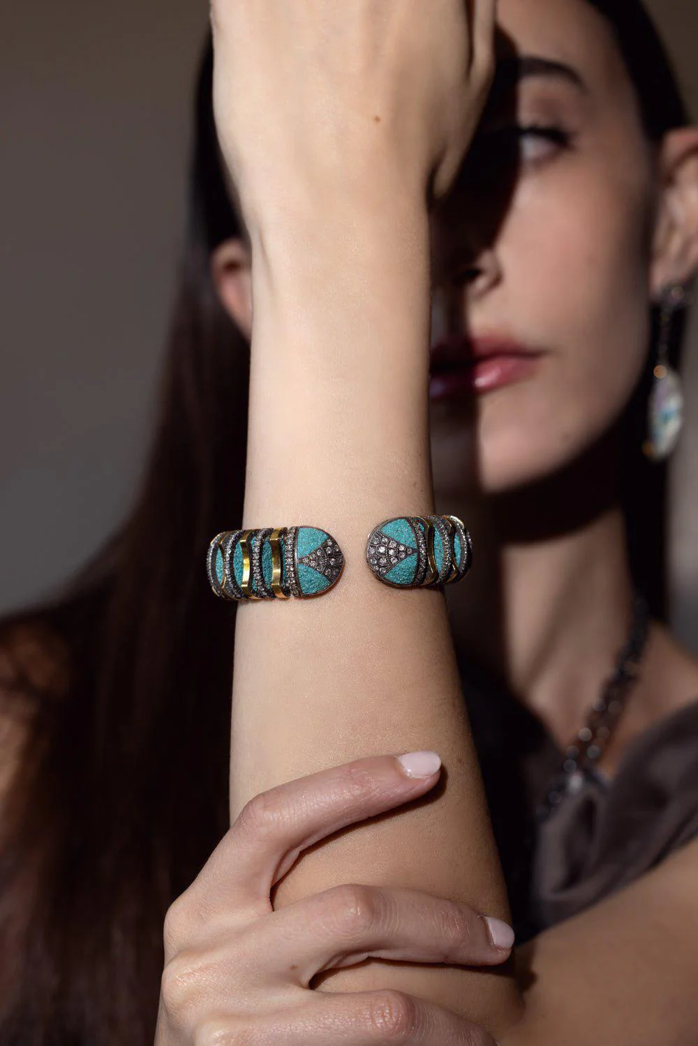 Turquoise Micro Mosaic Cuff Bracelet - Image 3