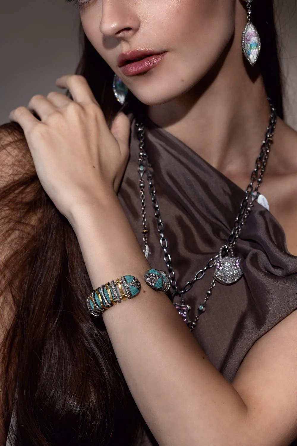 Turquoise Micro Mosaic Cuff Bracelet - Image 4