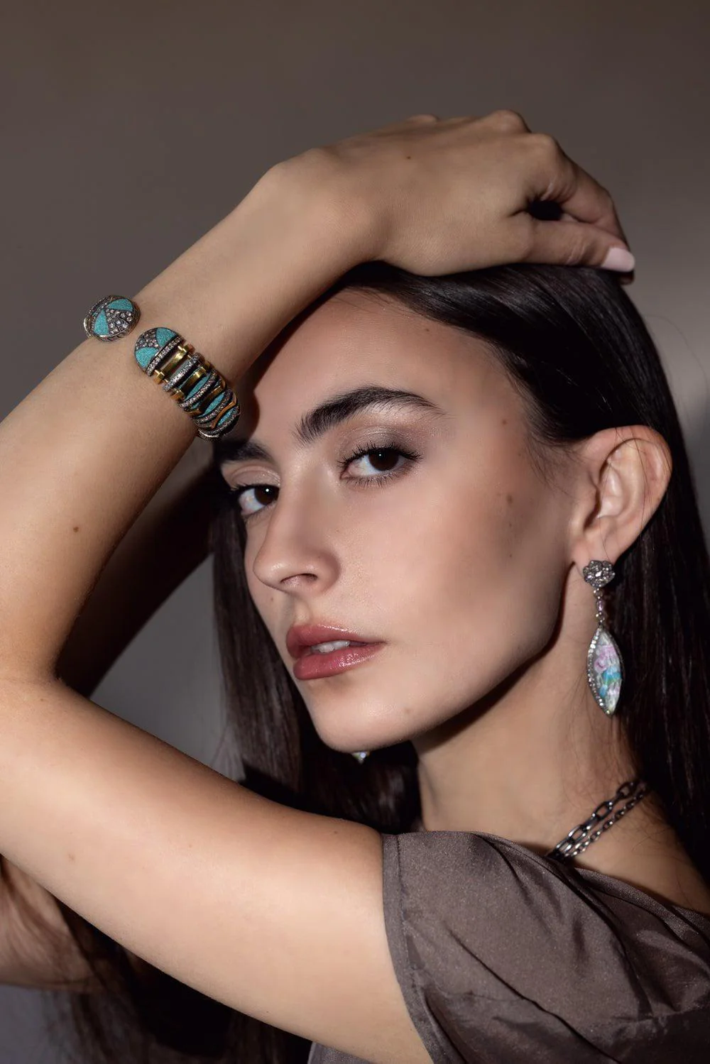Turquoise Micro Mosaic Cuff Bracelet - Image 5
