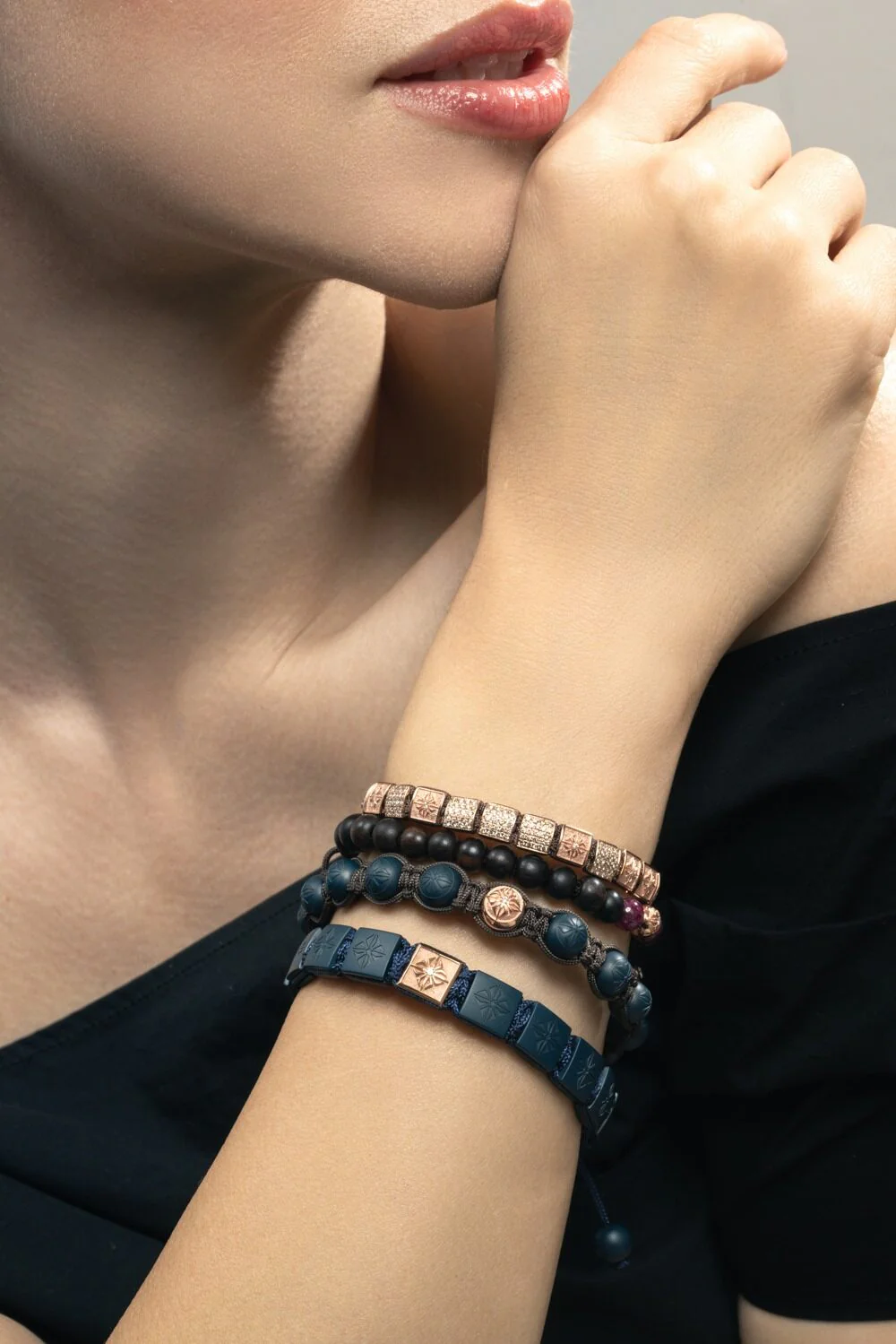 Diamond Matte Blue Lock Bracelet - Image 3