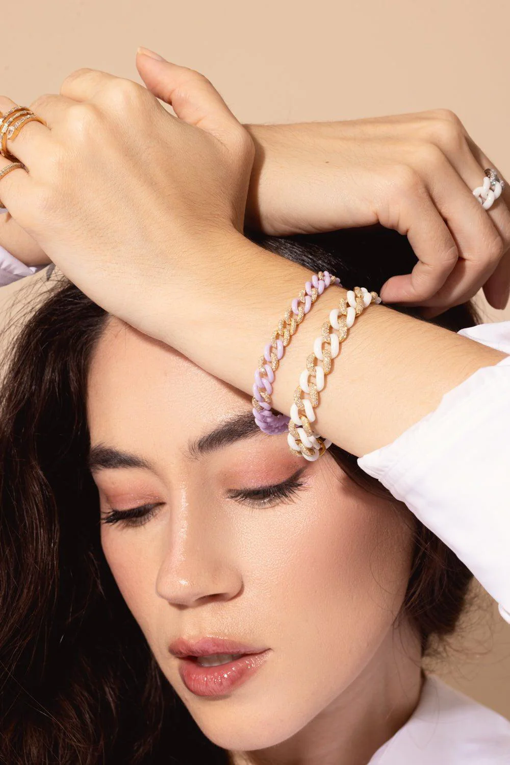 ALTERNATING PAVE CERAMIC ESSENTIAL LINK BRACELET - Image 2