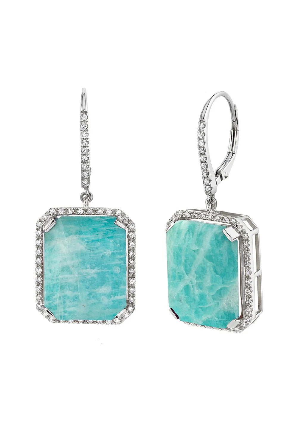 Amazonite Diamond Portrait Earrings