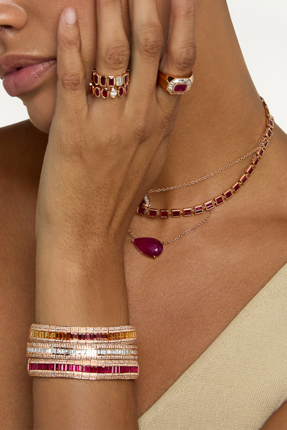 Citrine Diamond Ombre Stretch Bracelet - Image 2