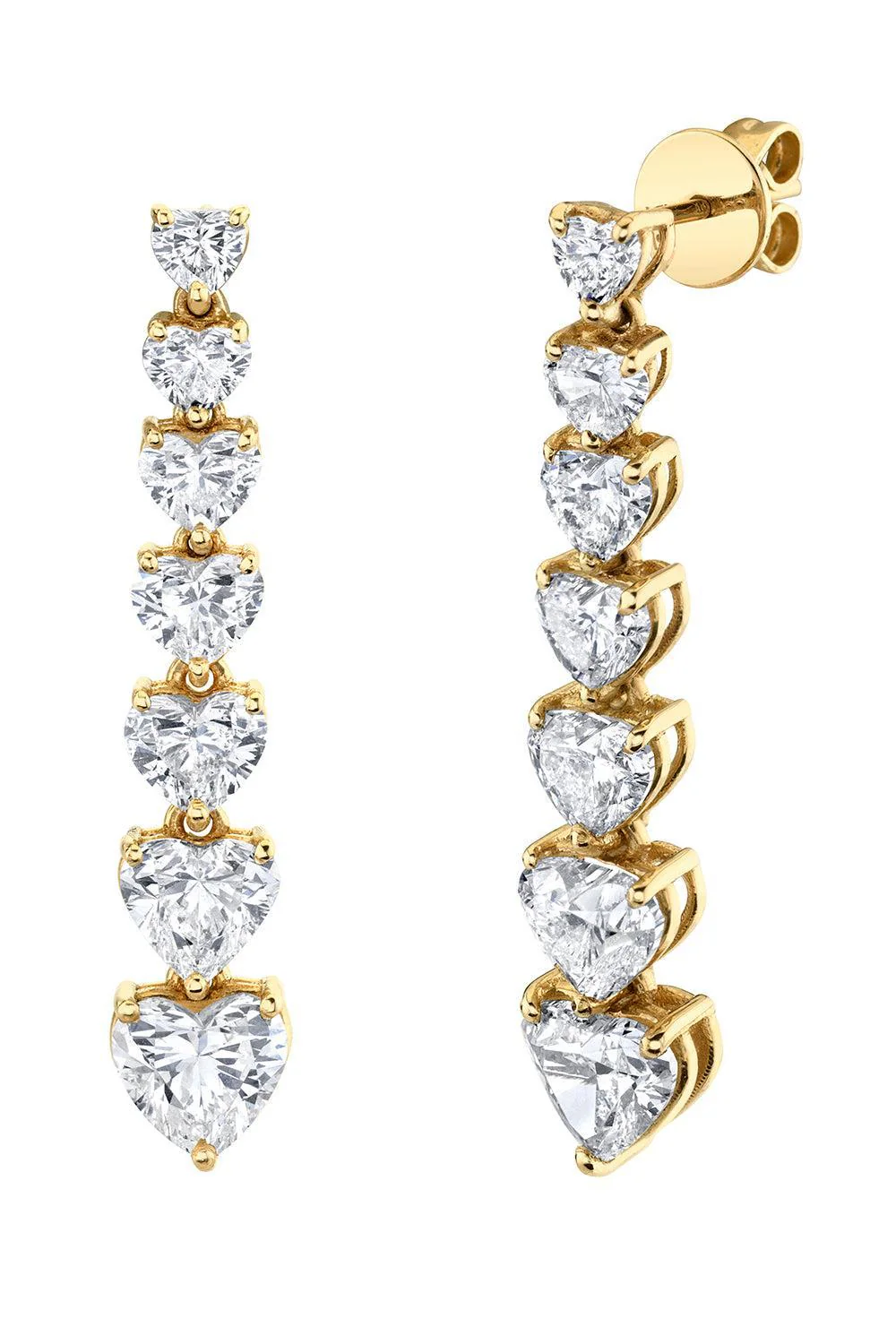 Diamond 7 Heart Drop Earrings
