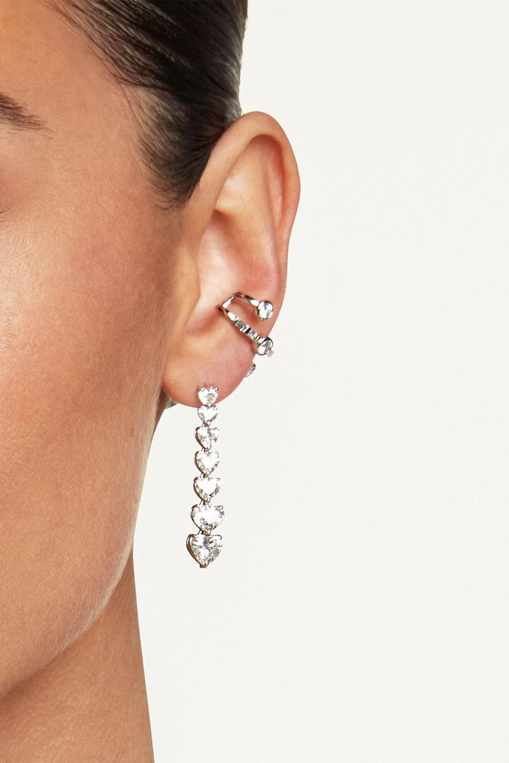 Diamond 7 Heart Drop Earrings - Image 2