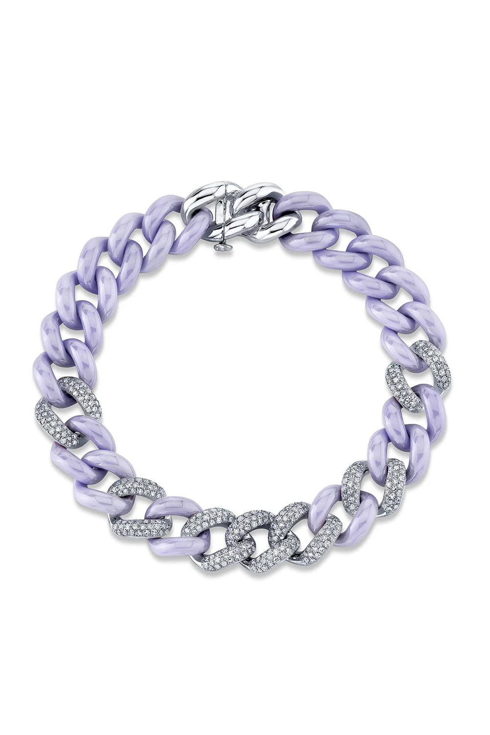 DIAMOND 7 PAVE LAVENDER CERAMIC ESSENTIAL LINK BRACELET