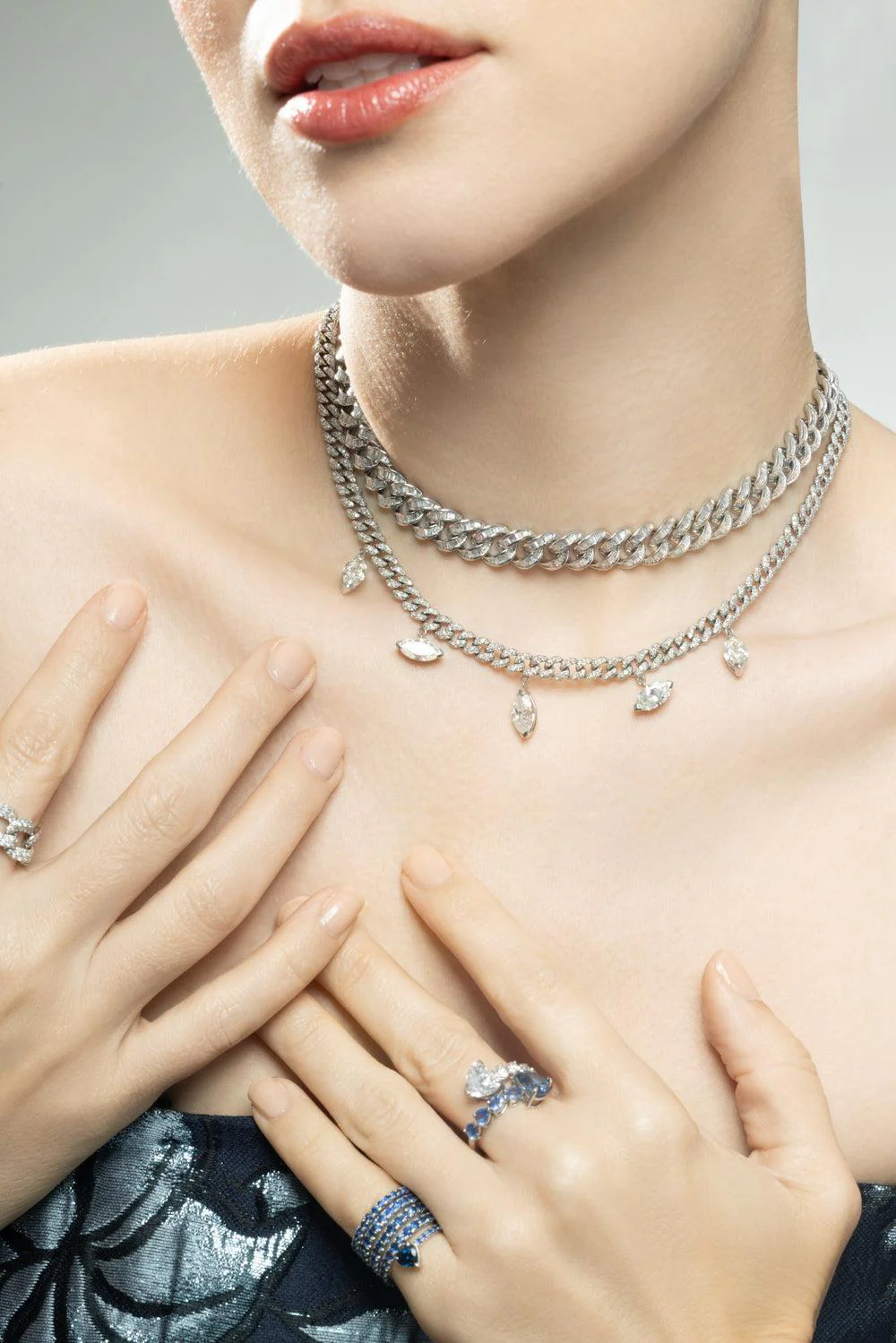 Diamond Baguette Essential Link Necklace - White Gold - Image 2