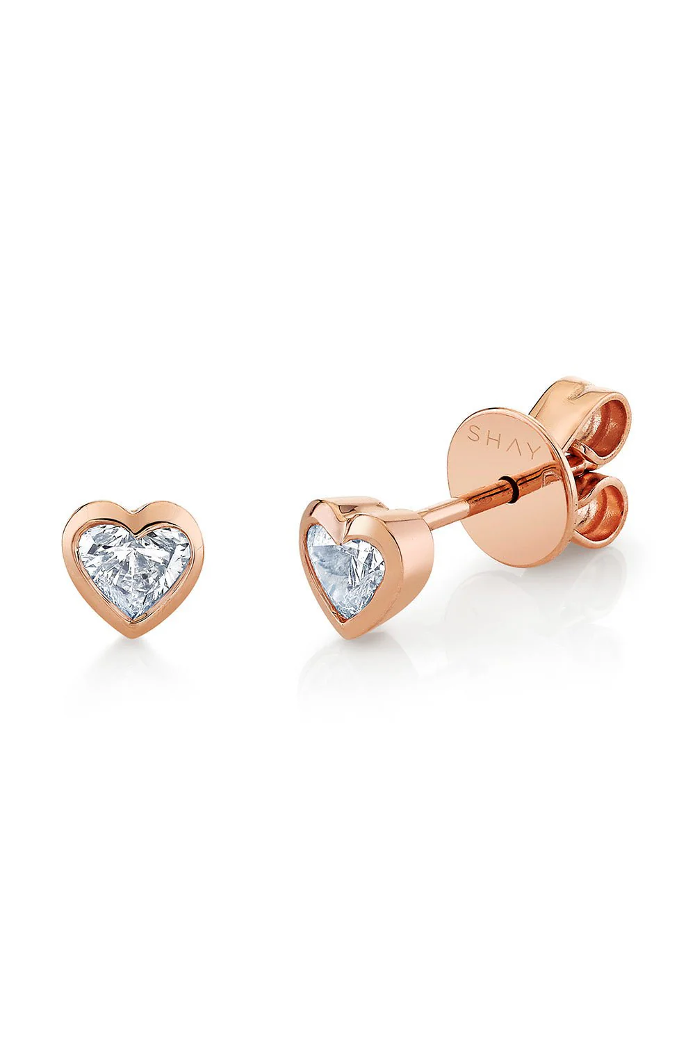 Diamond Bezel Baby Heart Stud Earrings