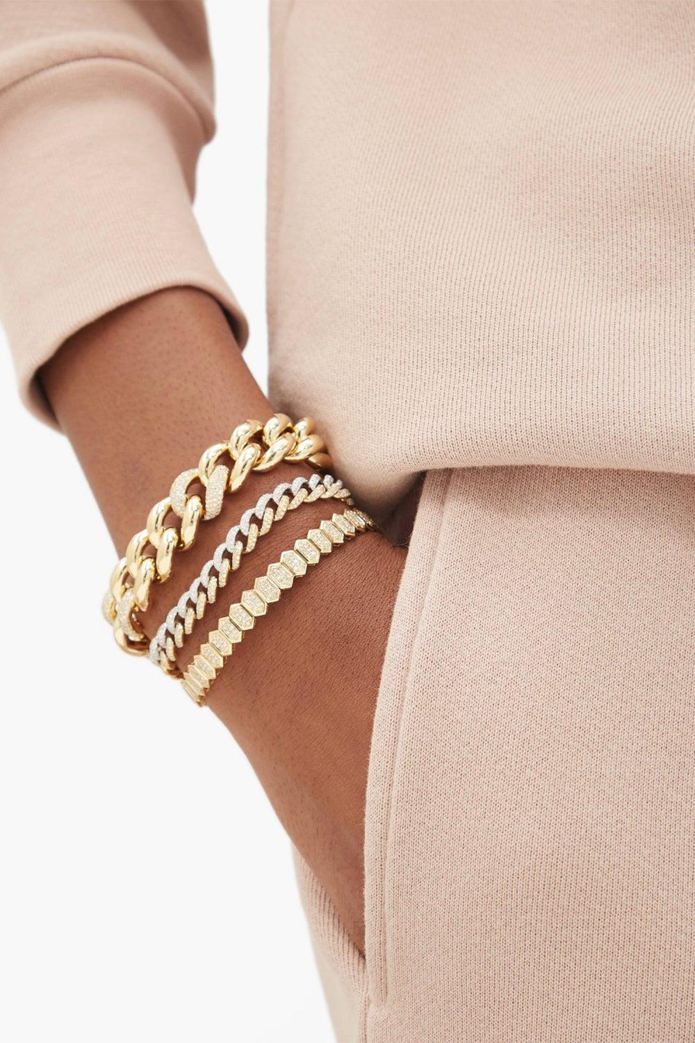 Diamond Elongated Hexagon Stretch Bracelet - Image 2