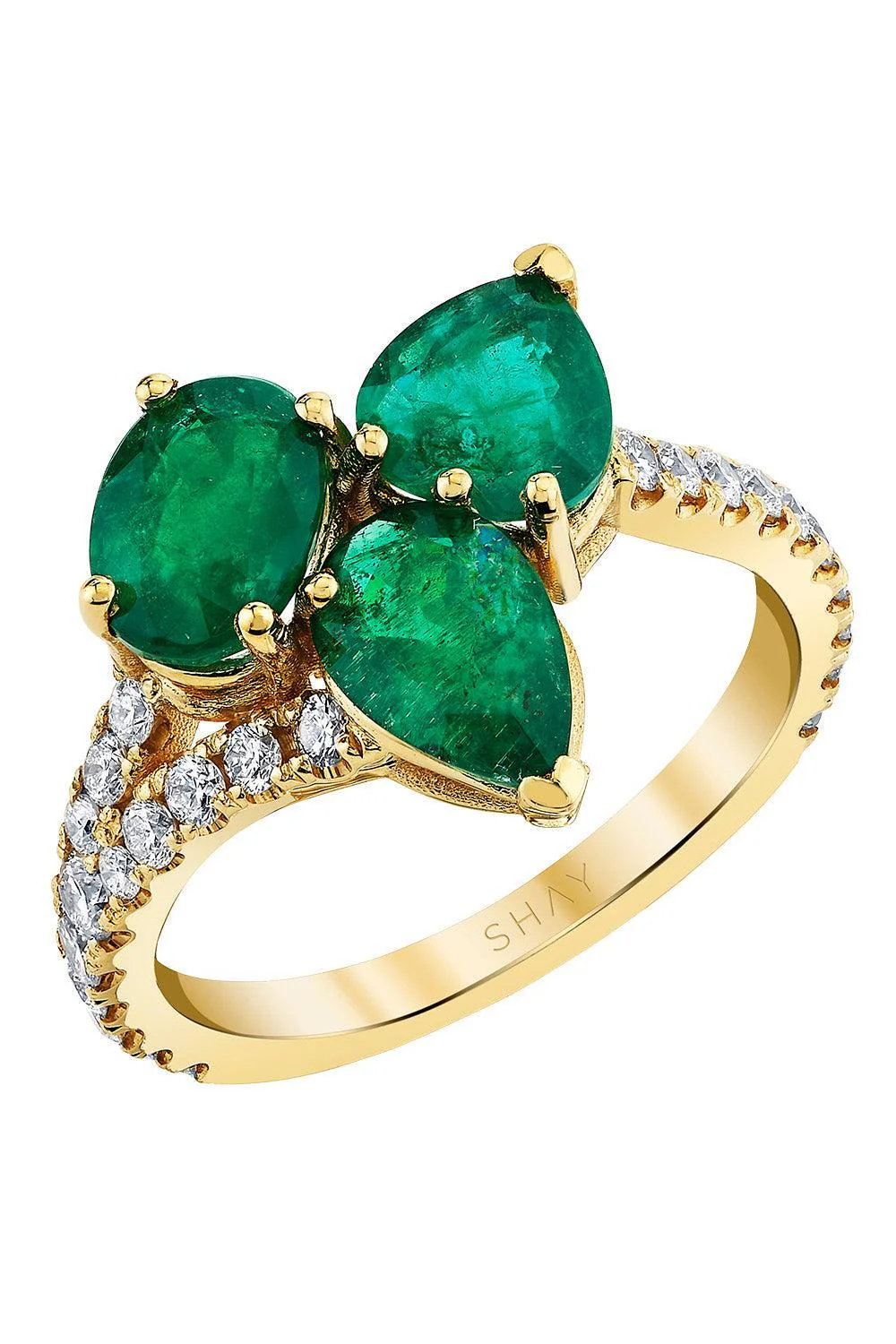 Diamond Emerald Cluster Band Ring