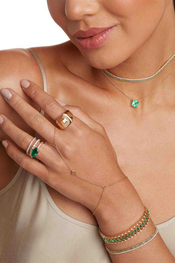 Diamond Emerald Dot Dash Bracelet - Image 2