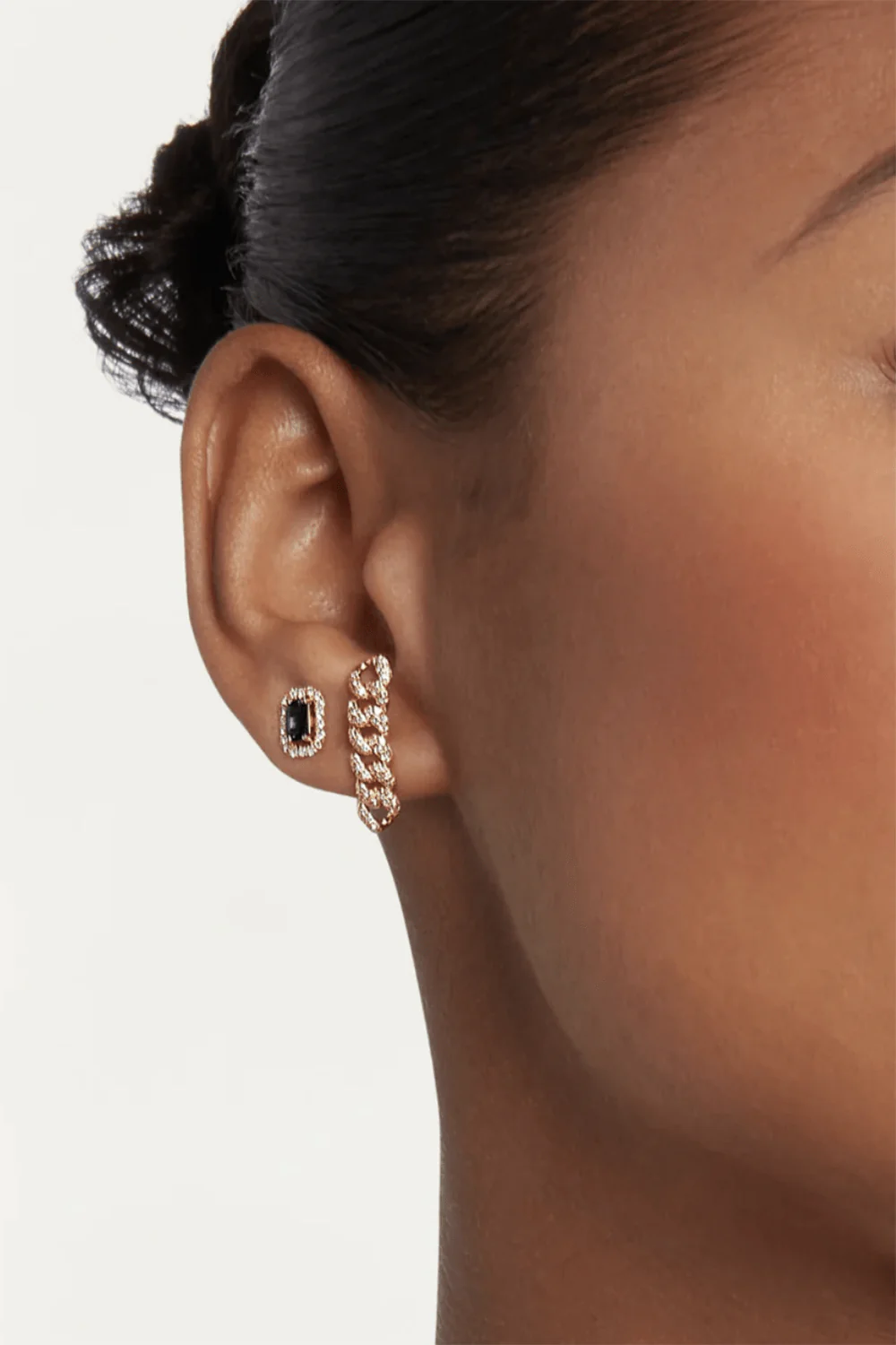 Diamond Halo Blue Sapphire Stud Earrings - Image 5