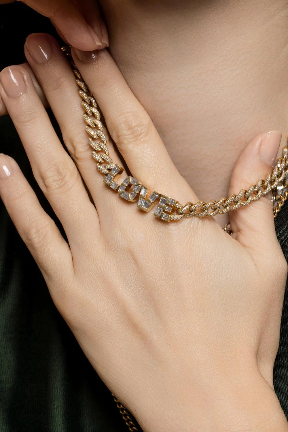 Diamond LOVE Medium Link Necklace - Image 3