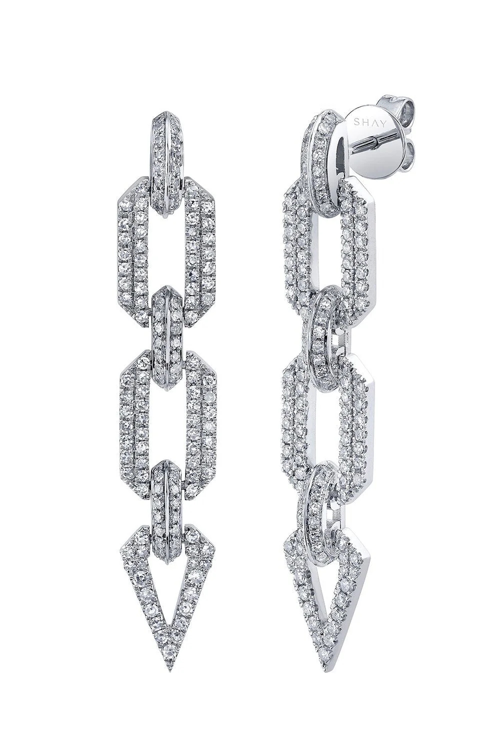DIAMOND PAVE GEO LINK EARRINGS