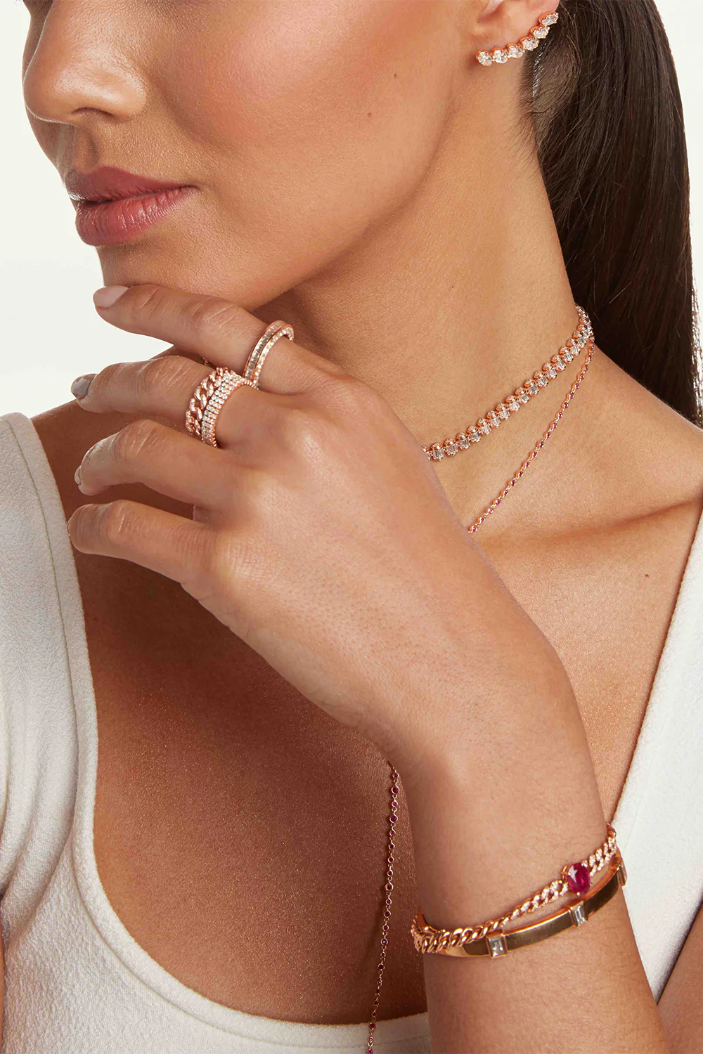 Diamond Pave Mini Link Ring - Image 2