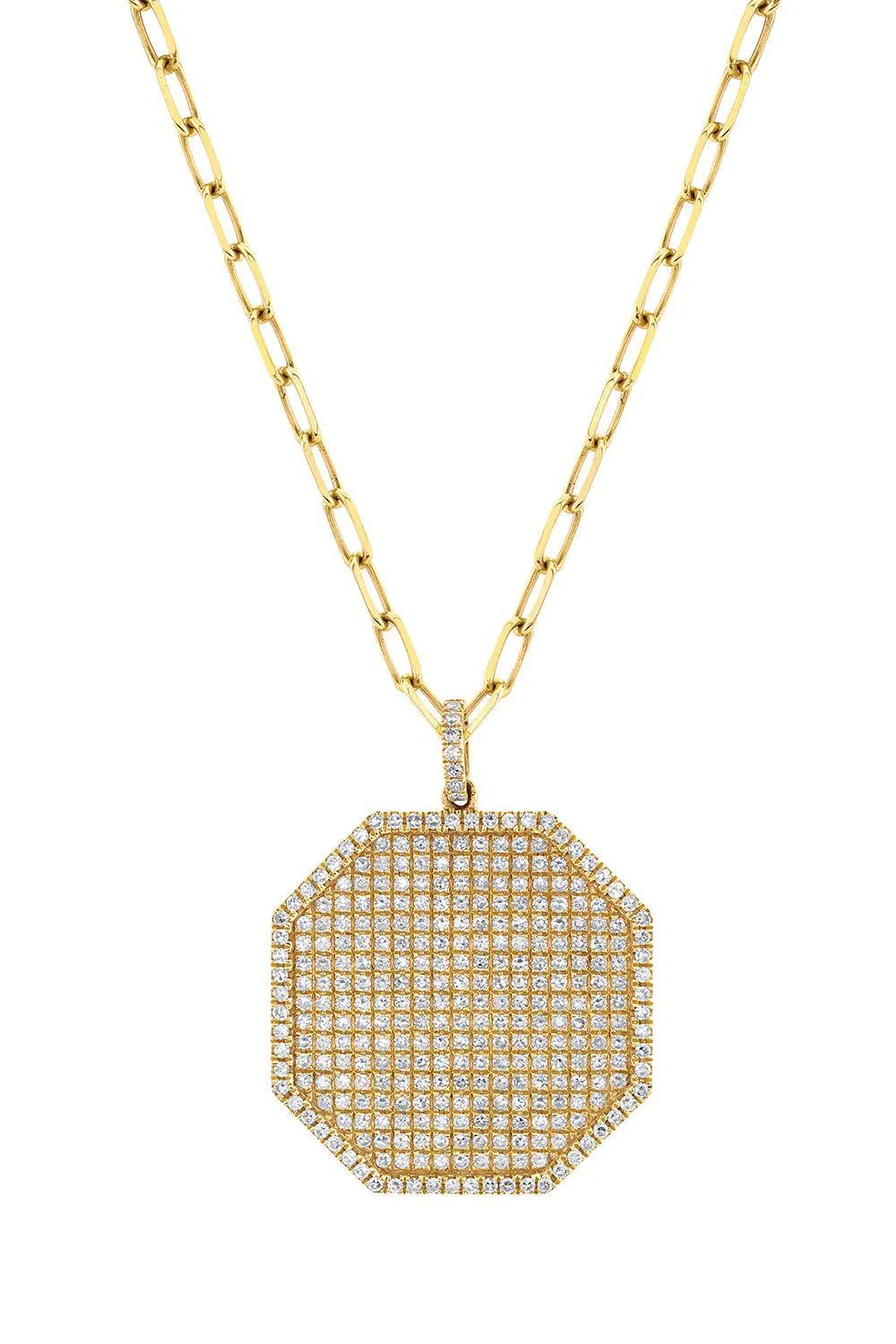Diamond Pave Octagon Disc Necklace