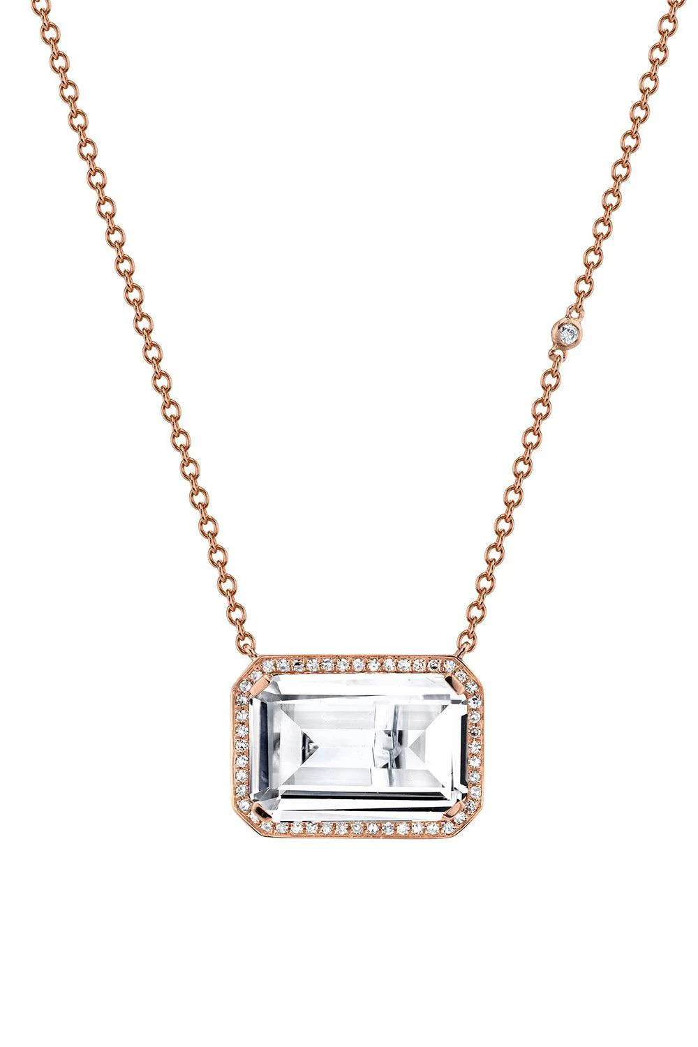 Diamond White Topaz Portrait Necklace