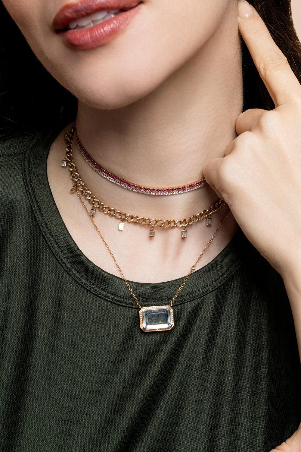 Diamond White Topaz Portrait Necklace - Image 2
