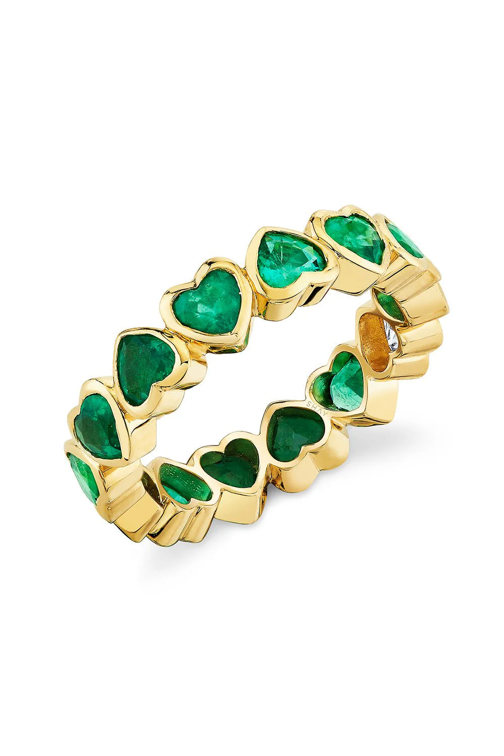 Emerald Diamond Bezel Heart Band