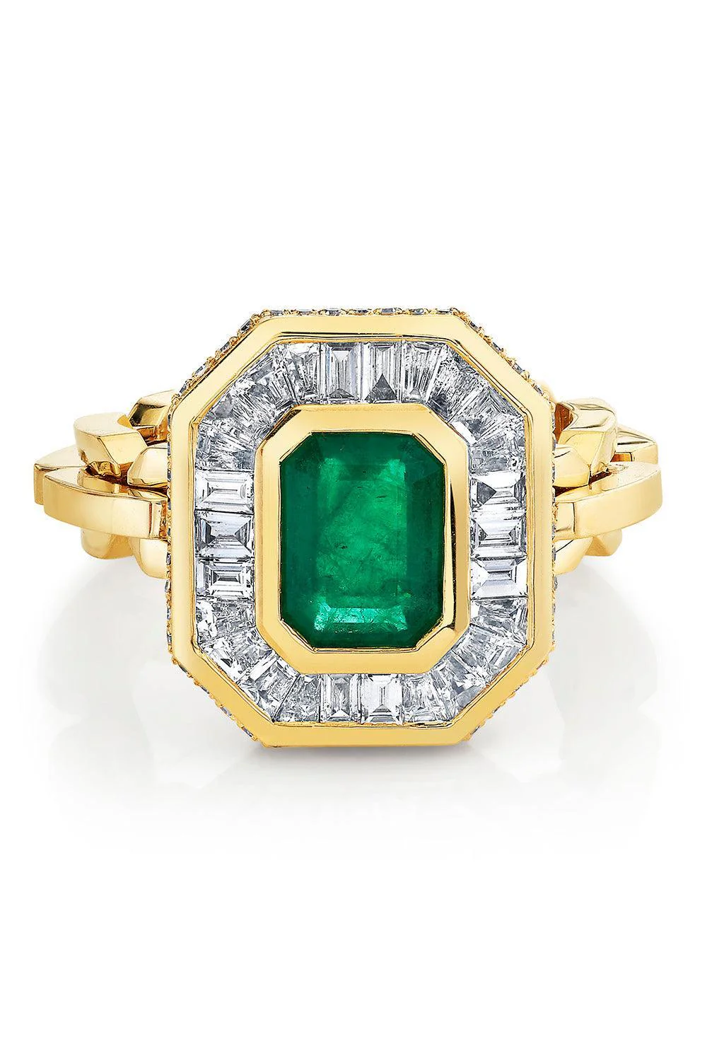 Emerald Diamond Halo Mini Deco Ring
