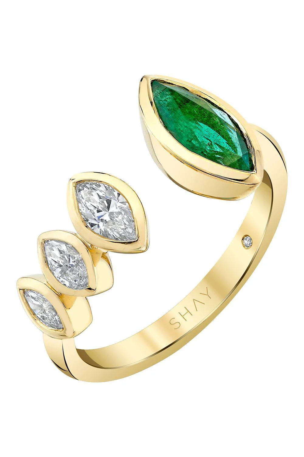 Emerald Diamond Marquise Open Ring
