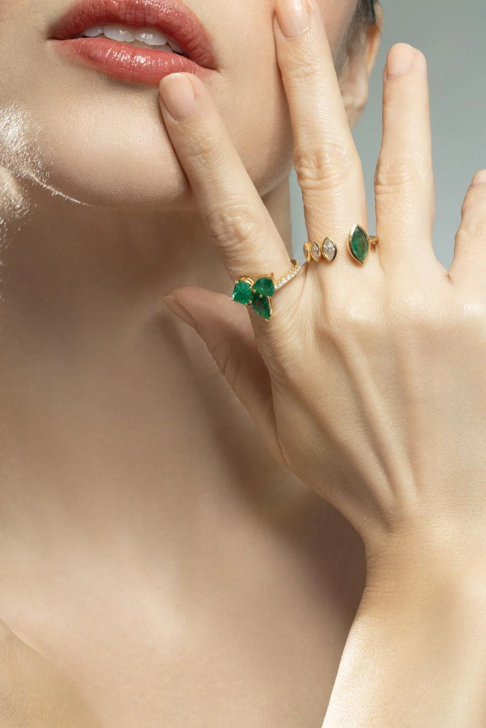 Emerald Diamond Marquise Open Ring - Image 4