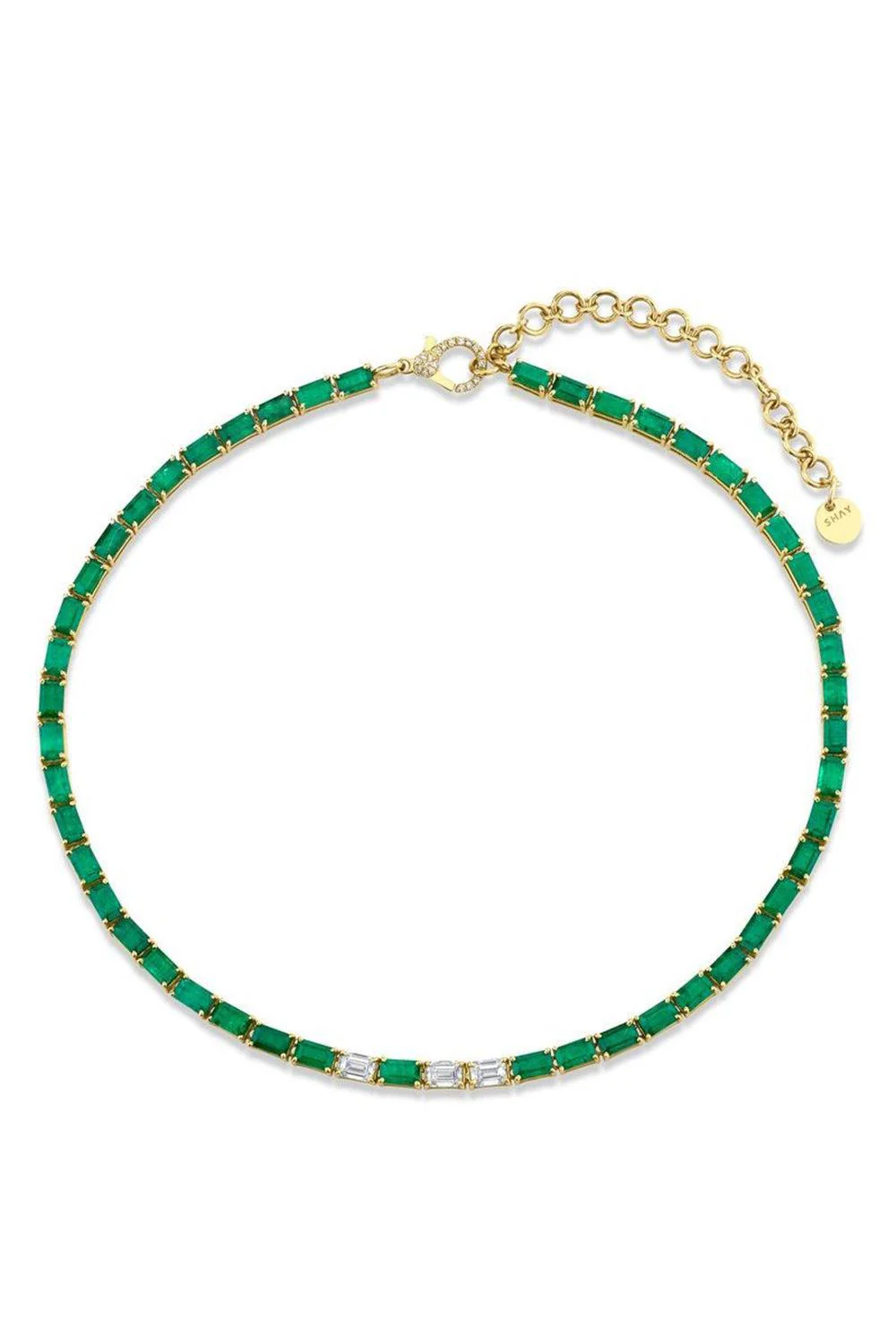 Emerald Diamond Tennis Necklace