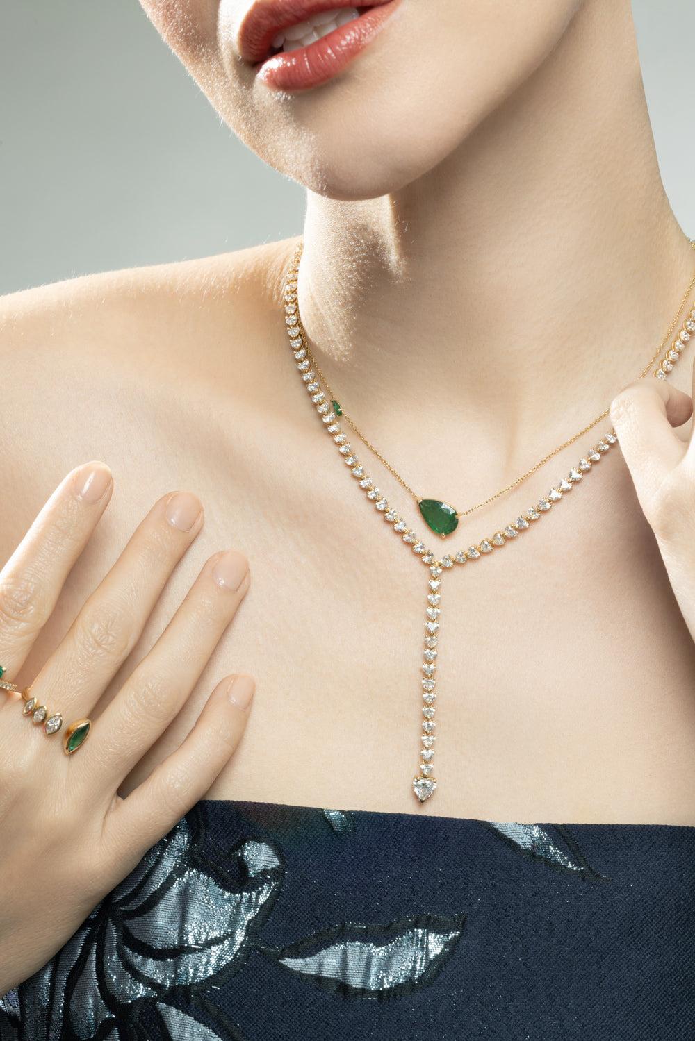 Emerald East West Pear Necklace - Image 2