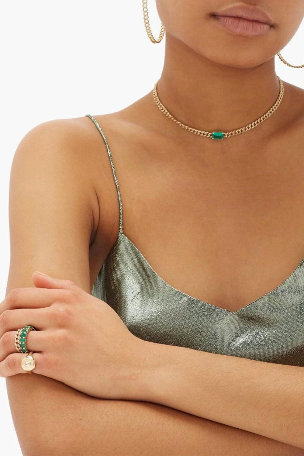 Emerald Pendant Link Necklace - Image 2