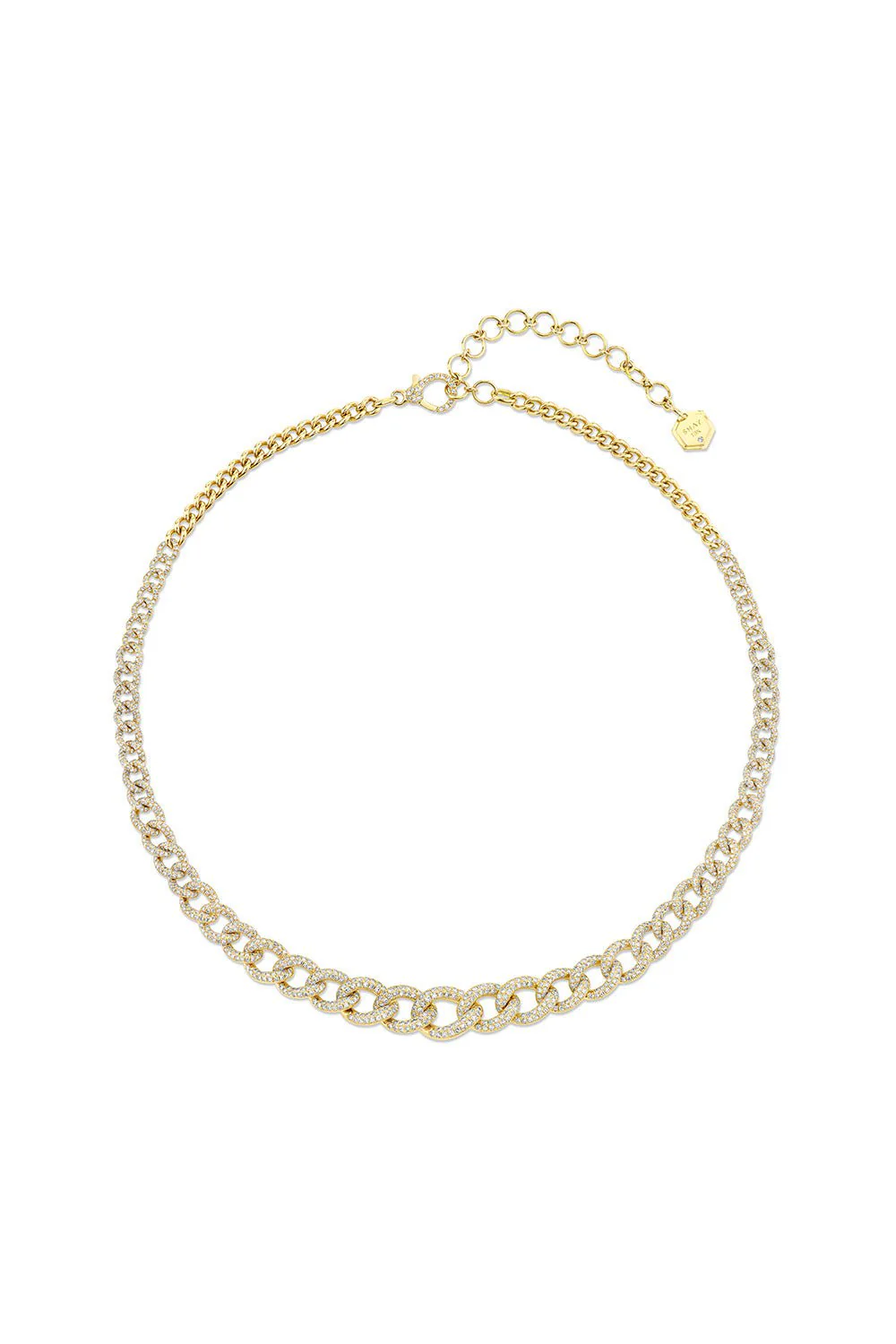 Gradual Pave Diamond Link Necklace