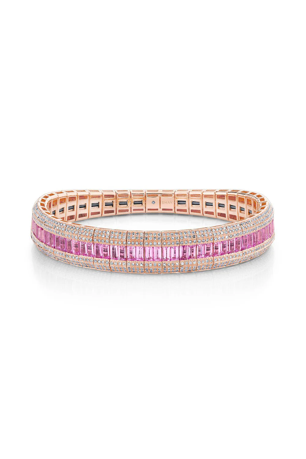 PAVE DIAMOND SCALES PINK SAPPHIRE STRETCH BRACELET