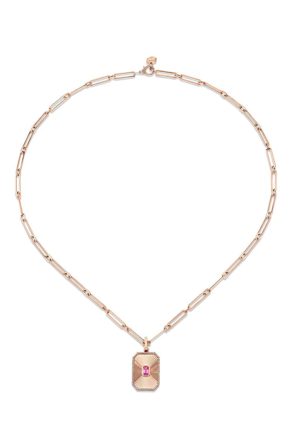 Pink Sapphire Radiant Deco Necklace