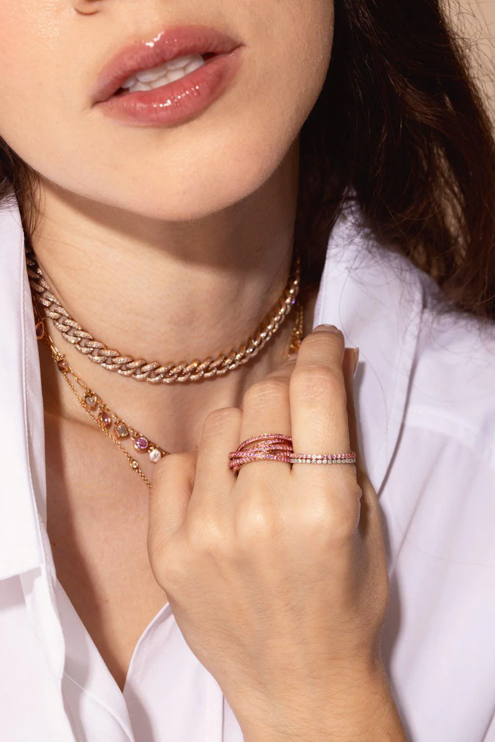PINK SAPPHIRE SINGLE THREAD RING - Image 2