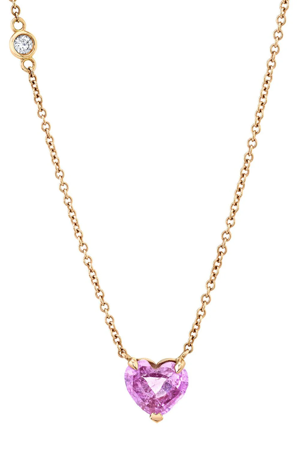 PINK SAPPHIRE SOLITAIRE HEART NECKLACE