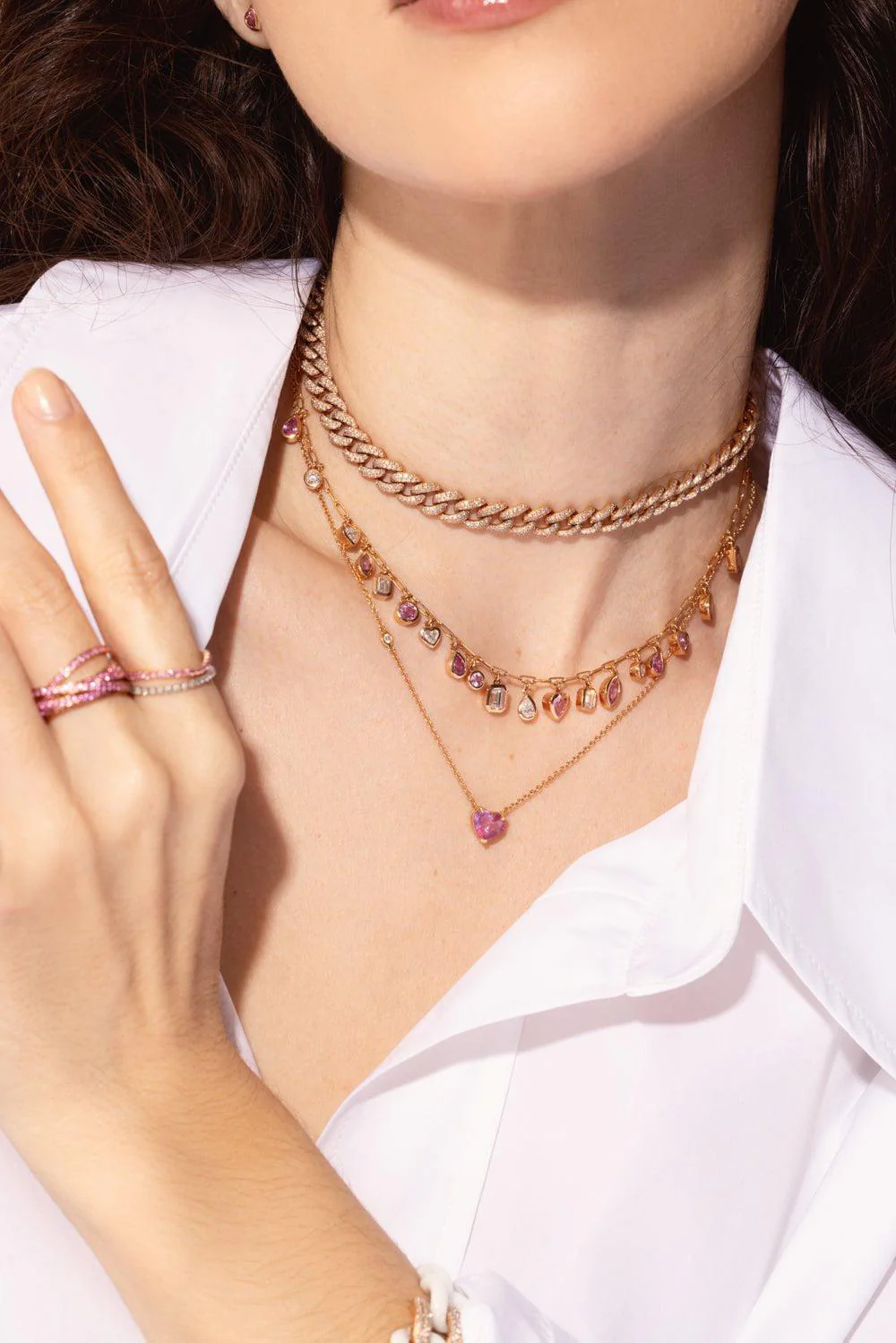 PINK SAPPHIRE SOLITAIRE HEART NECKLACE - Image 2