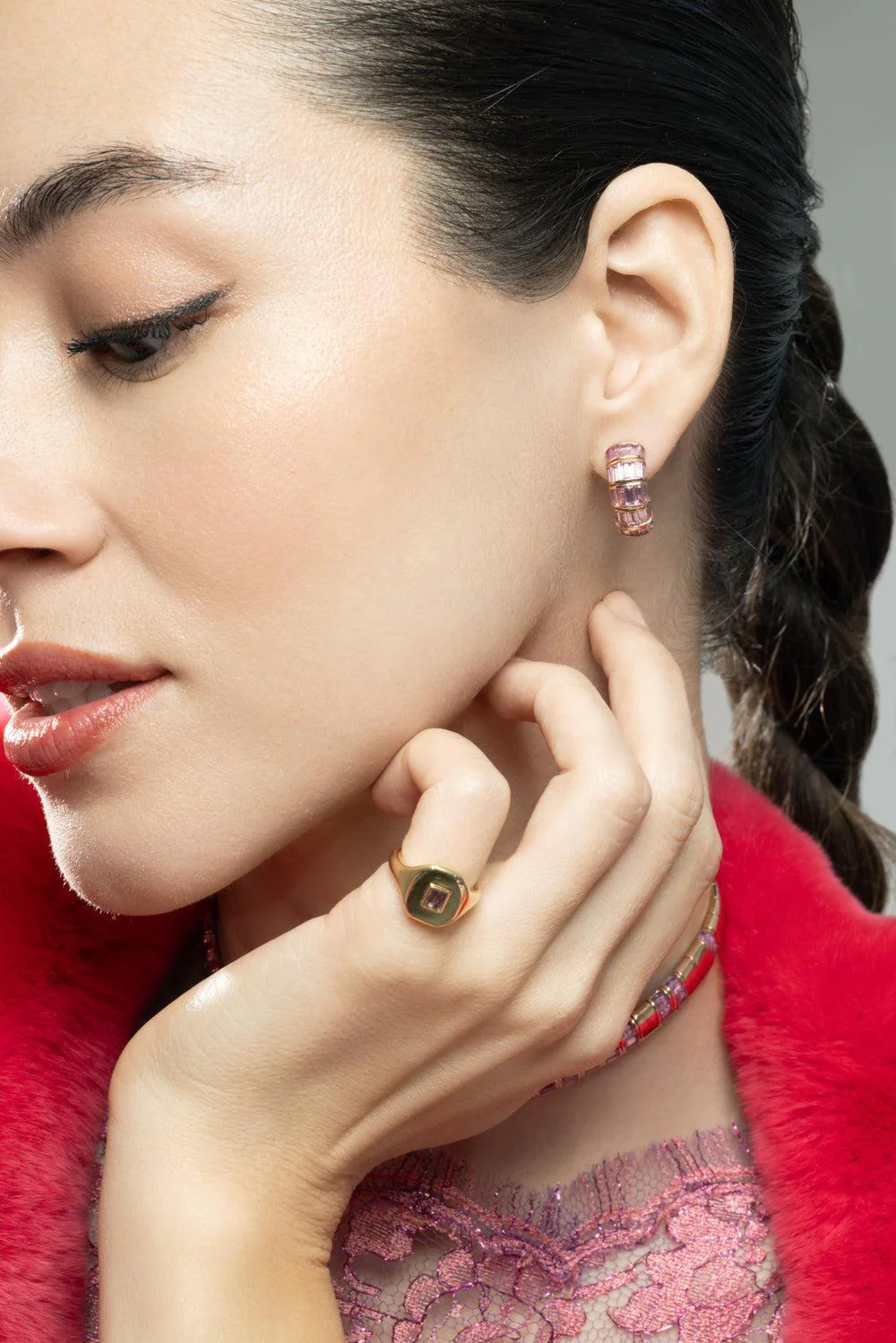 Pink Sapphire Stretch Earrings - Image 4