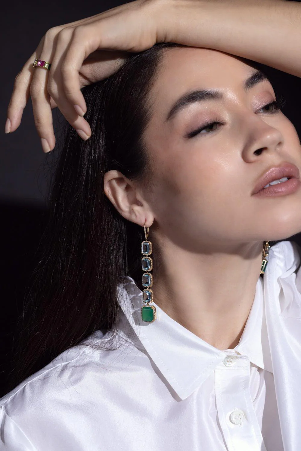 Portrait Gemstone Drop Earrings - Image 2